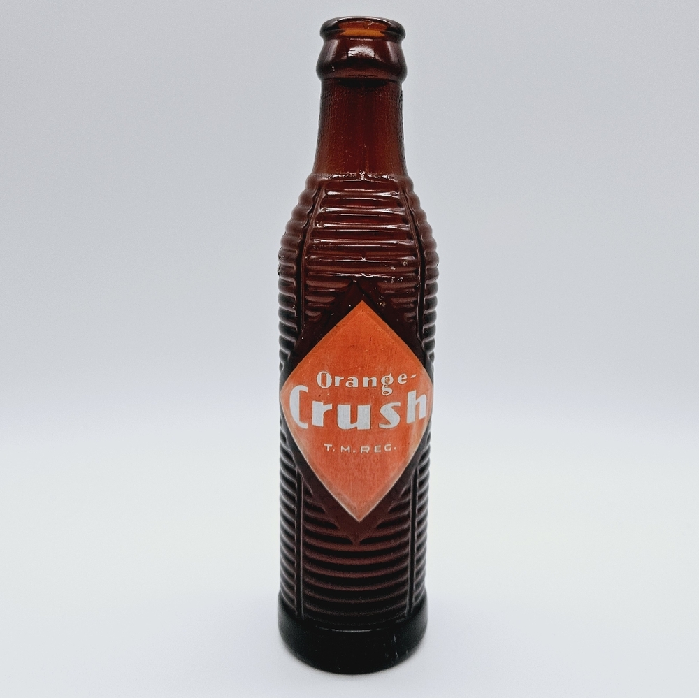 VINTAGE | Orange Crush amber embossed glass bottle 7 oz